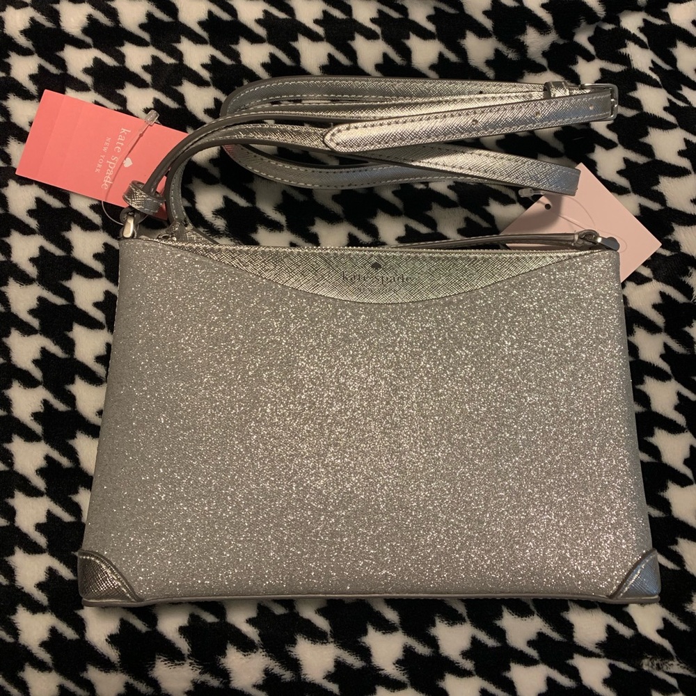 BRAND NEW silver glitter Kate Spade crossbody/small purse